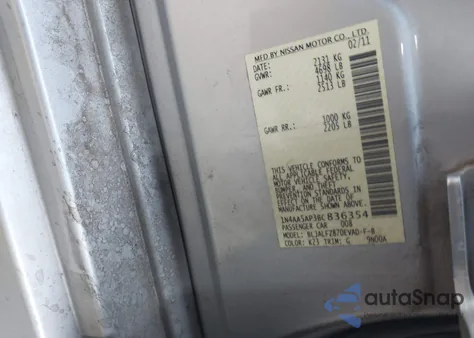 2011 Nissan Maxima 3.5 Sv z USA, uszkodzony, nr VIN 1N4AA5AP3BC836354